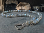 Madagascar Flash Labradorite Stainless Steel Carabiner Necklace (10mm)