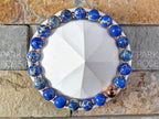 Dark Blue Sea Sediment Jasper Bracelet: 24K Rose Gold Accents (8mm)