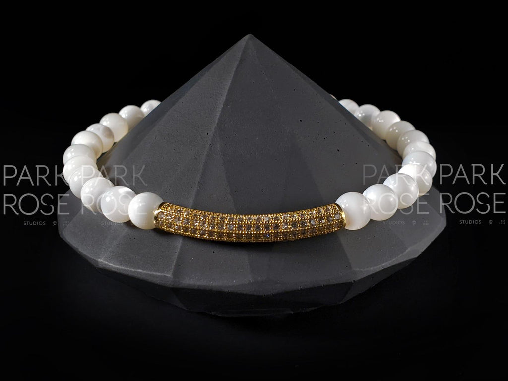 Mother of Pearl Bracelet with Zirconia Bar
