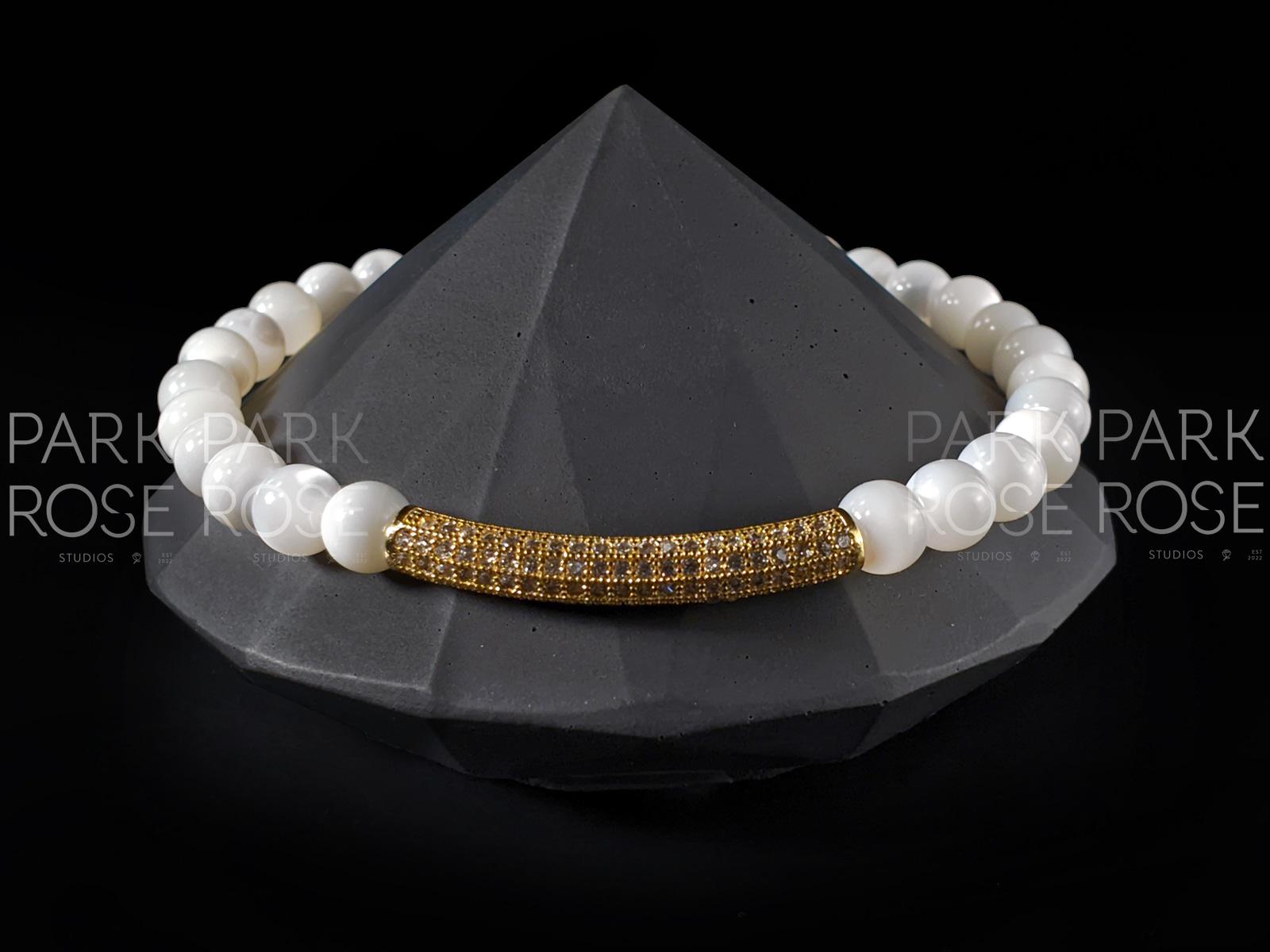 Mother of Pearl Bracelet with Zirconia Bar