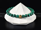 Congo Malachite Gemstone Bracelet: 24K Gold Cat Eye Bead (6/8/10mm)