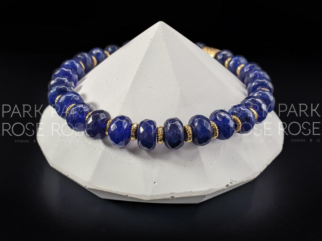 Faceted Sapphire Abacus Bracelet: 24K Gold Spacers