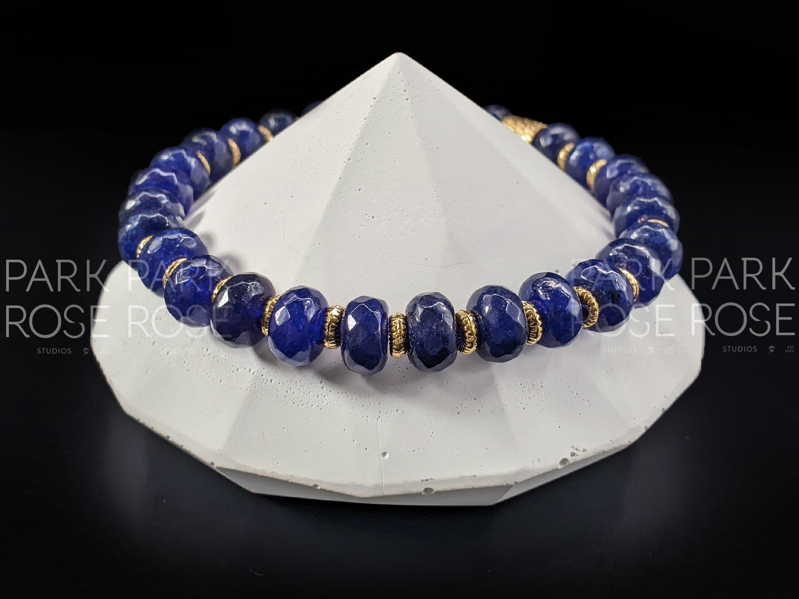 Faceted Sapphire Abacus Bracelet: 24K Gold Spacers