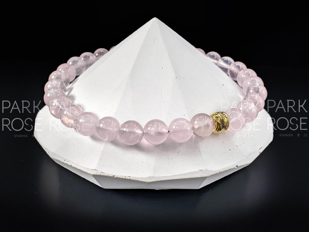 AAAAA Madagascar Rose Quartz Bracelet: 24K Gold or Silver Spacer