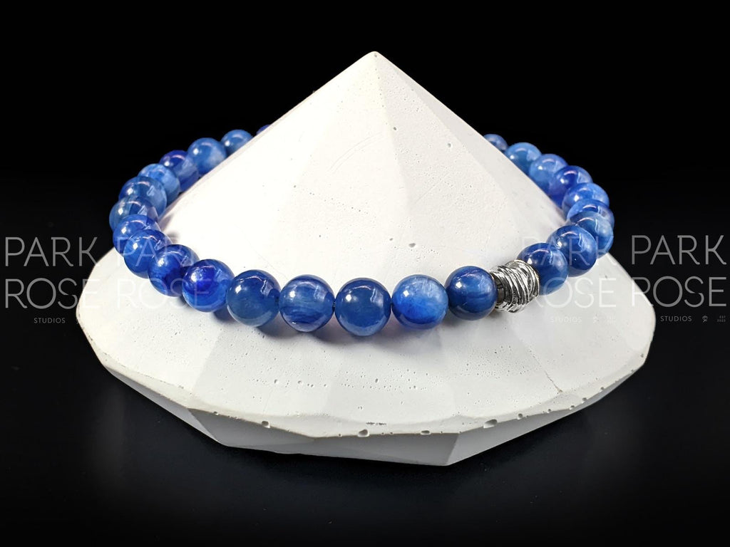 Genuine Blue Kyanite Bracelet: 18K Gold or Silver Spacer