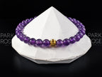 AAAA Amethyst Bracelet: 24K Gold Cat Eye Bead (6/8mm)