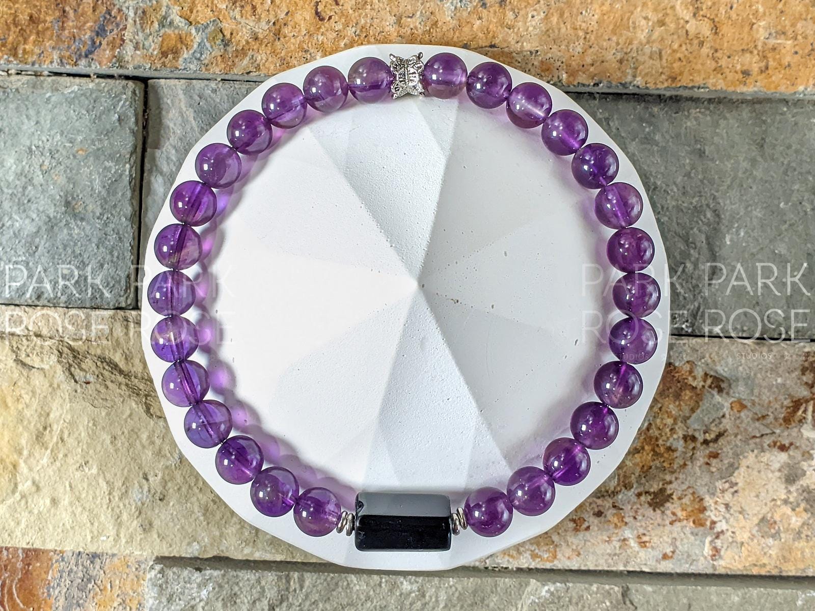 AAAA Amethyst & Black Tourmaline Bracelet