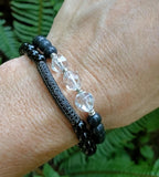 AAA Black Tourmaline & Zirconia Bar Bracelet (6mm)