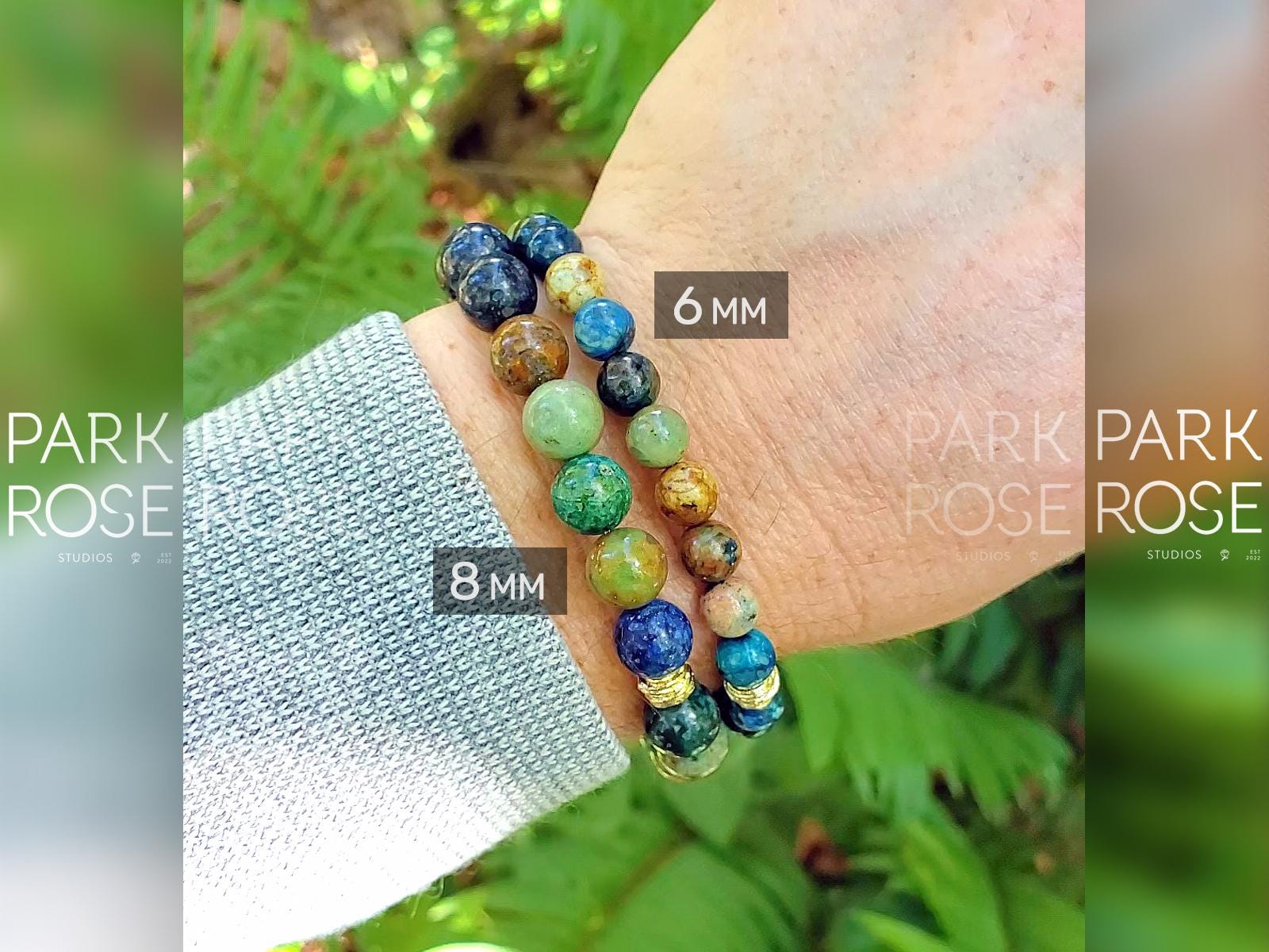 Phoenix Chrysocolla Lapis Lazuli Bracelet: 18K Gold or Silver Spacer (6/8mm)