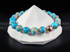 Lake Blue Jasper Bracelet: 24K Rose Gold Plated