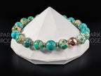 Green Jasper Bracelet: 24K Rose Gold Plated