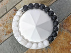 Moonstone & Black Lava Gemstone Bracelet with Yin Yang Charm (8mm)