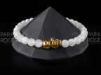Transparent Moonstone Gemstone Bracelet: 24K Gold Plated Pixiu Charm (6mm)