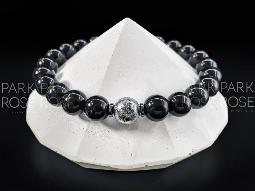 Gibeon Meteorite & Black Tourmaline Bracelet