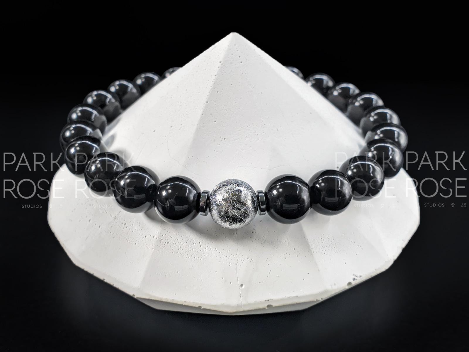 Gibeon Meteorite & Black Tourmaline Bracelet