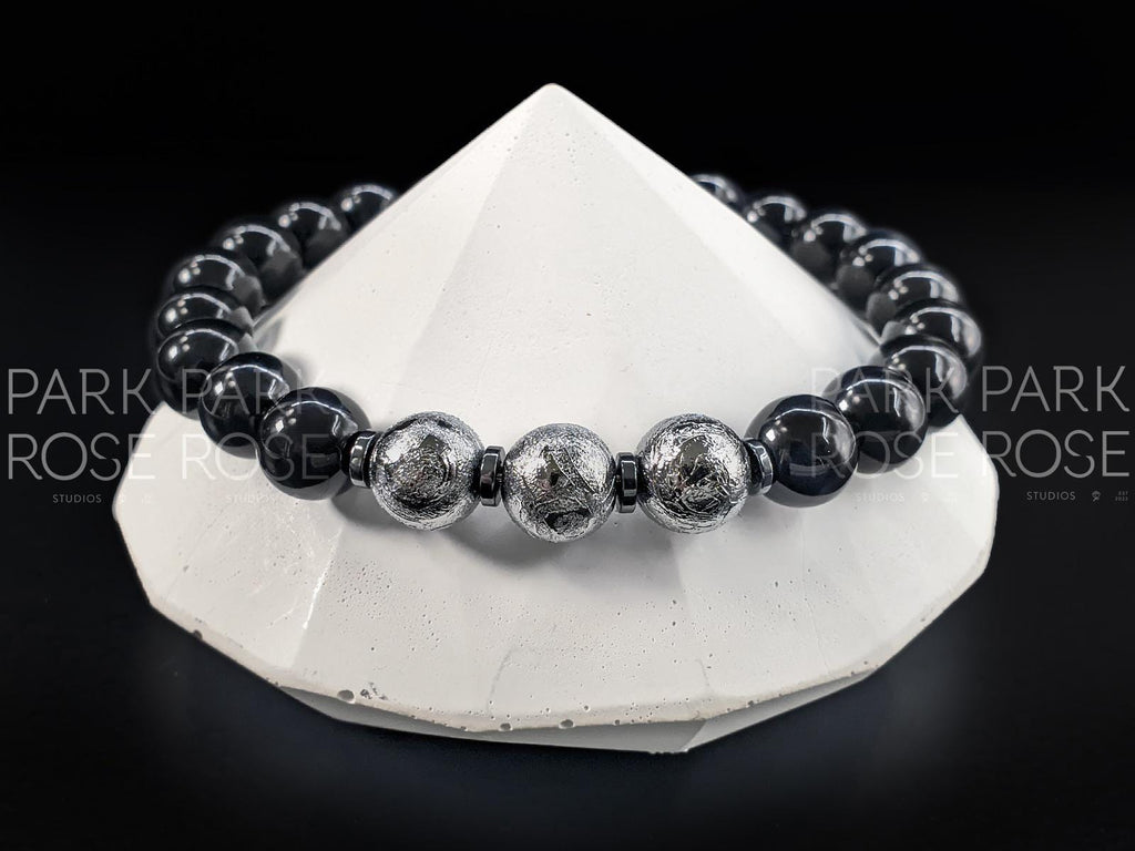 Gibeon Meteorite & Black Tourmaline Bracelet