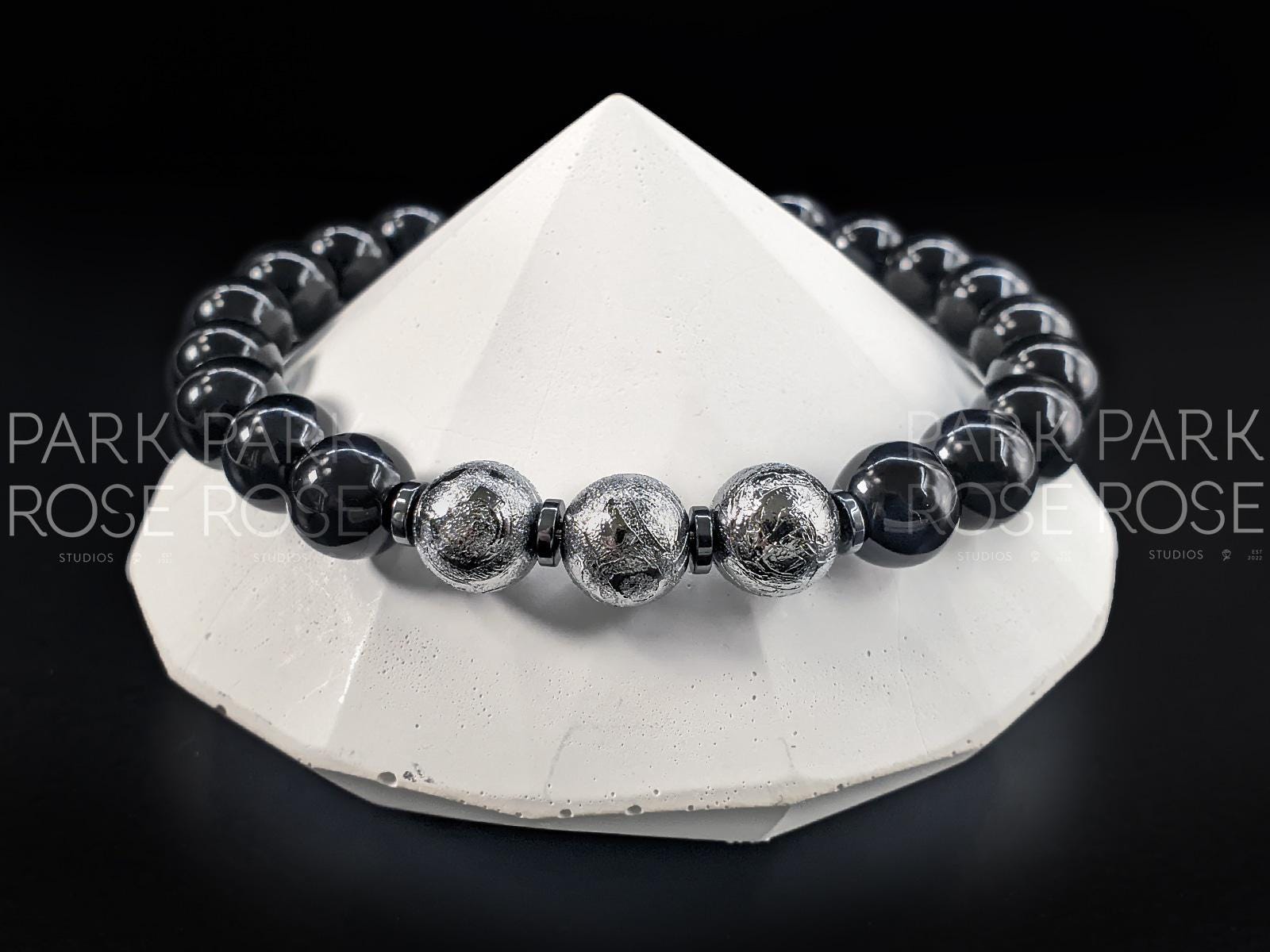 Gibeon Meteorite & Black Tourmaline Bracelet
