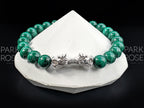 Congo Malachite Bracelet: Sterling Silver Double Dragon (8mm)
