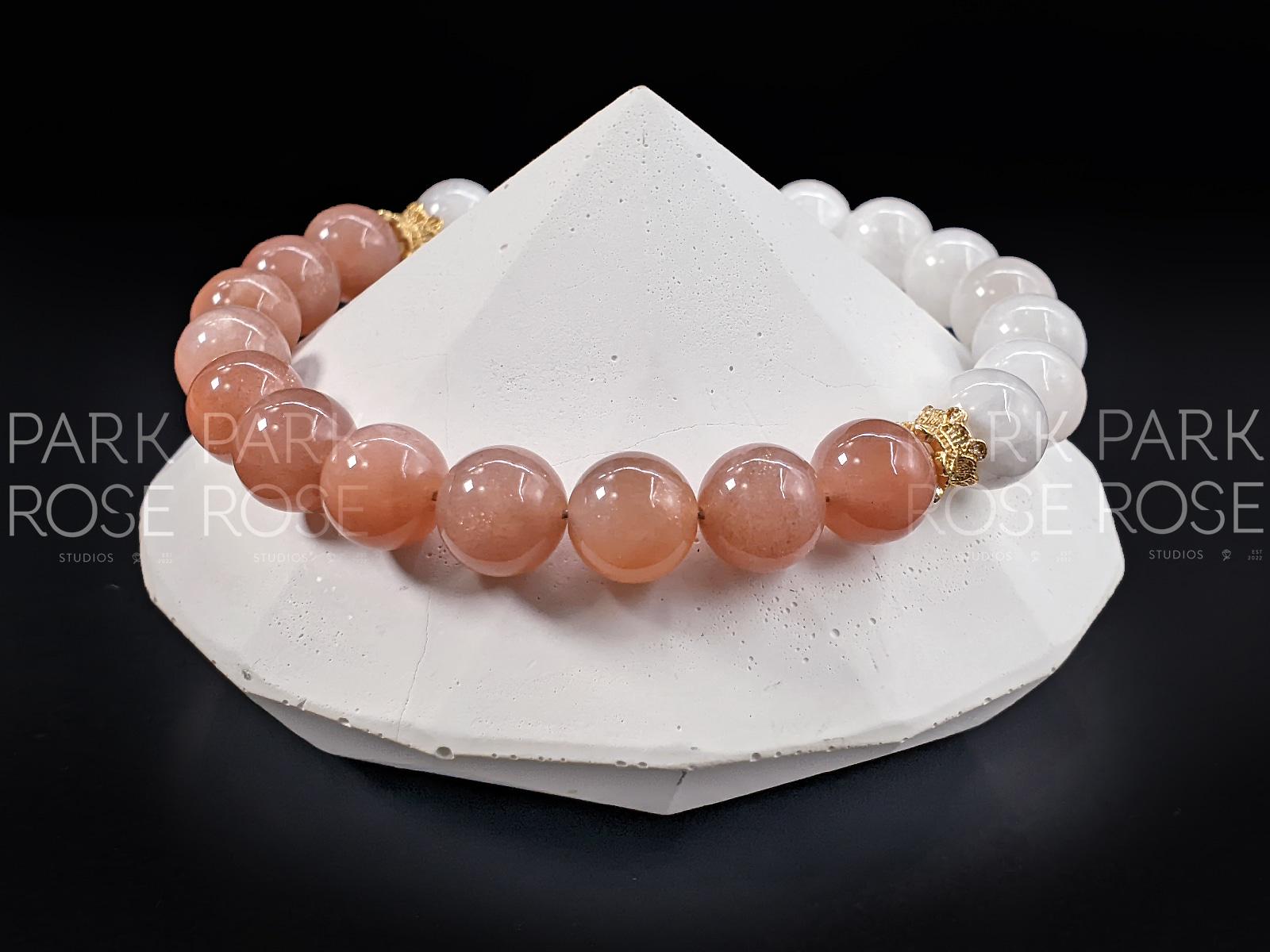 Sunstone & Moonstone Bracelet: Hypoallergenic Gemstone Stacking Bracelet