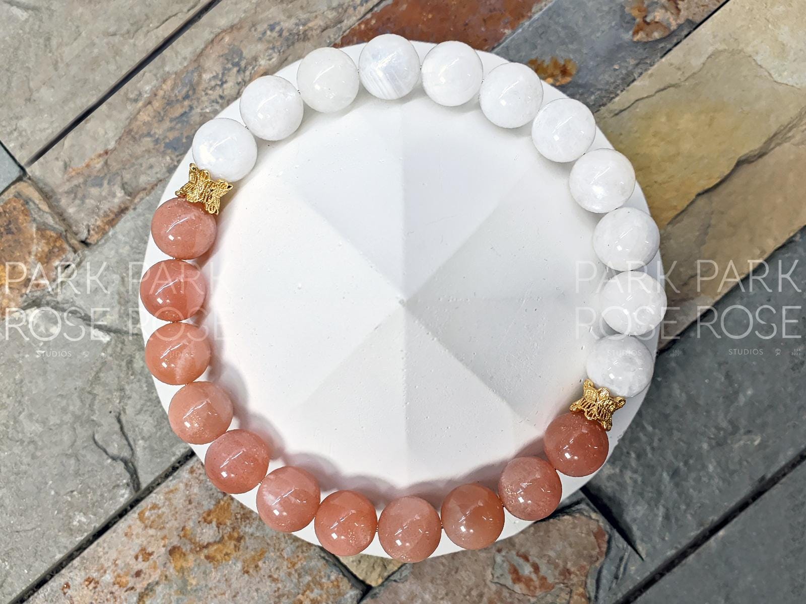 Sunstone & Moonstone Bracelet: Hypoallergenic Gemstone Stacking Bracelet