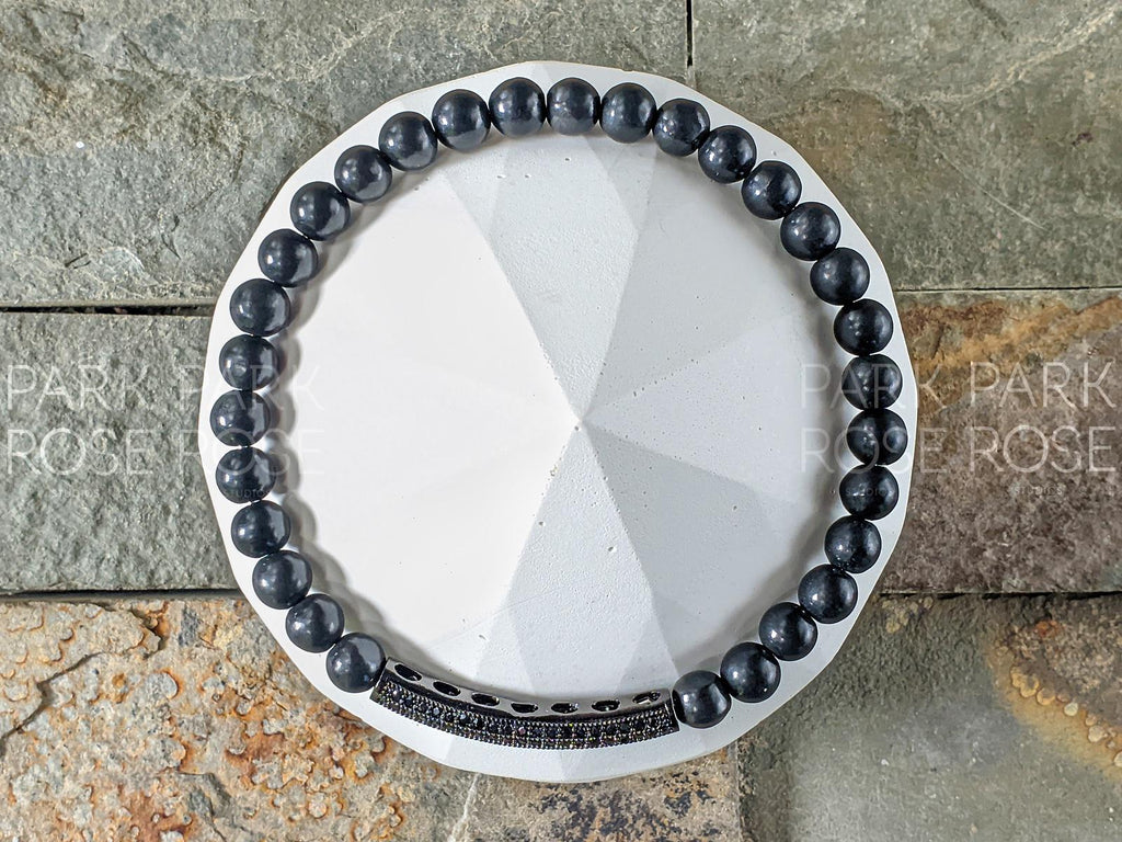 Shungite & Zirconia Bar Bracelet (6mm)
