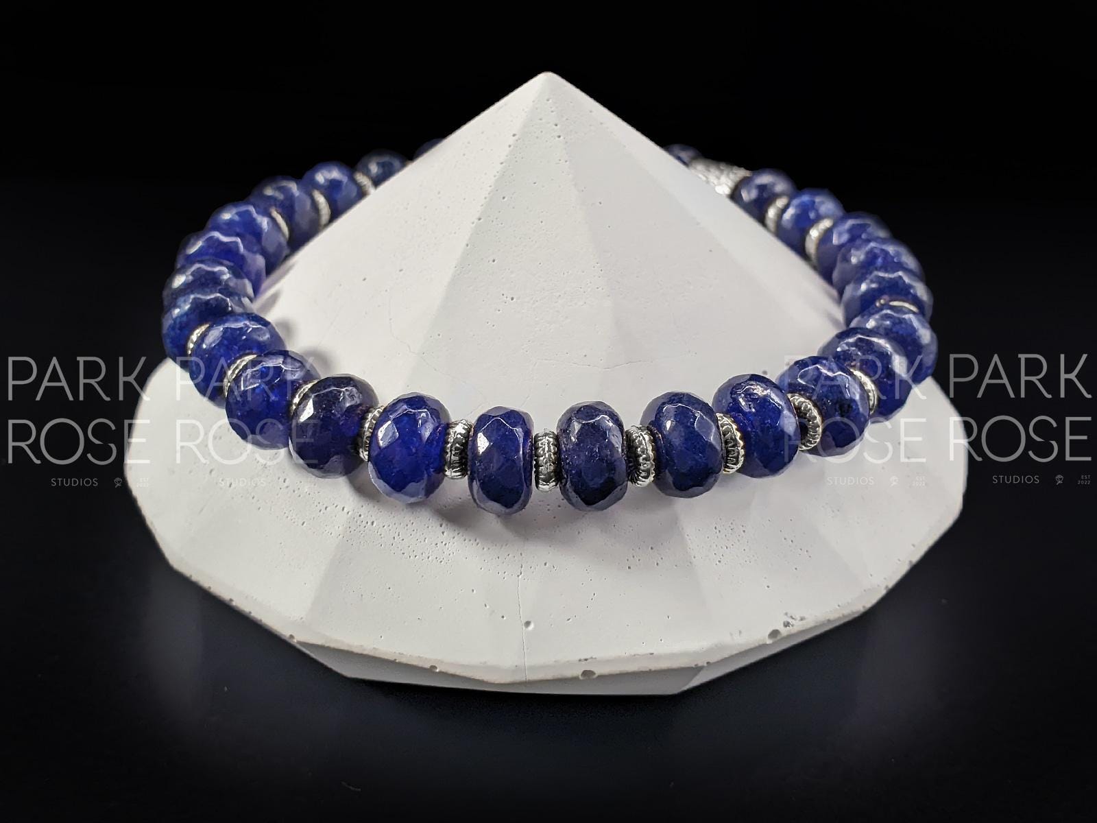 Faceted Sapphire Abacus Bracelet: 24K Gold Spacers