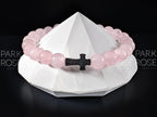 AAAAA Madagascar Rose Quartz Bracelet with Zirconia Cross (8mm)