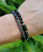 Shungite & Zirconia Bar Bracelet (6mm)