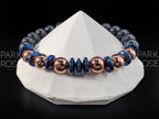 Real Shungite, Pure Coated Copper & Blue Heishi Hematite Gemstone Bracelet (8mm)