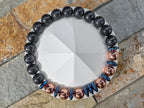 Real Shungite, Pure Coated Copper & Blue Heishi Hematite Gemstone Bracelet (8mm)