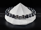 Black Tourmaline & Hematite Bracelet with Dumbbell Charm (8mm)
