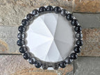 Black Tourmaline & Hematite Bracelet with Dumbbell Charm (8mm)