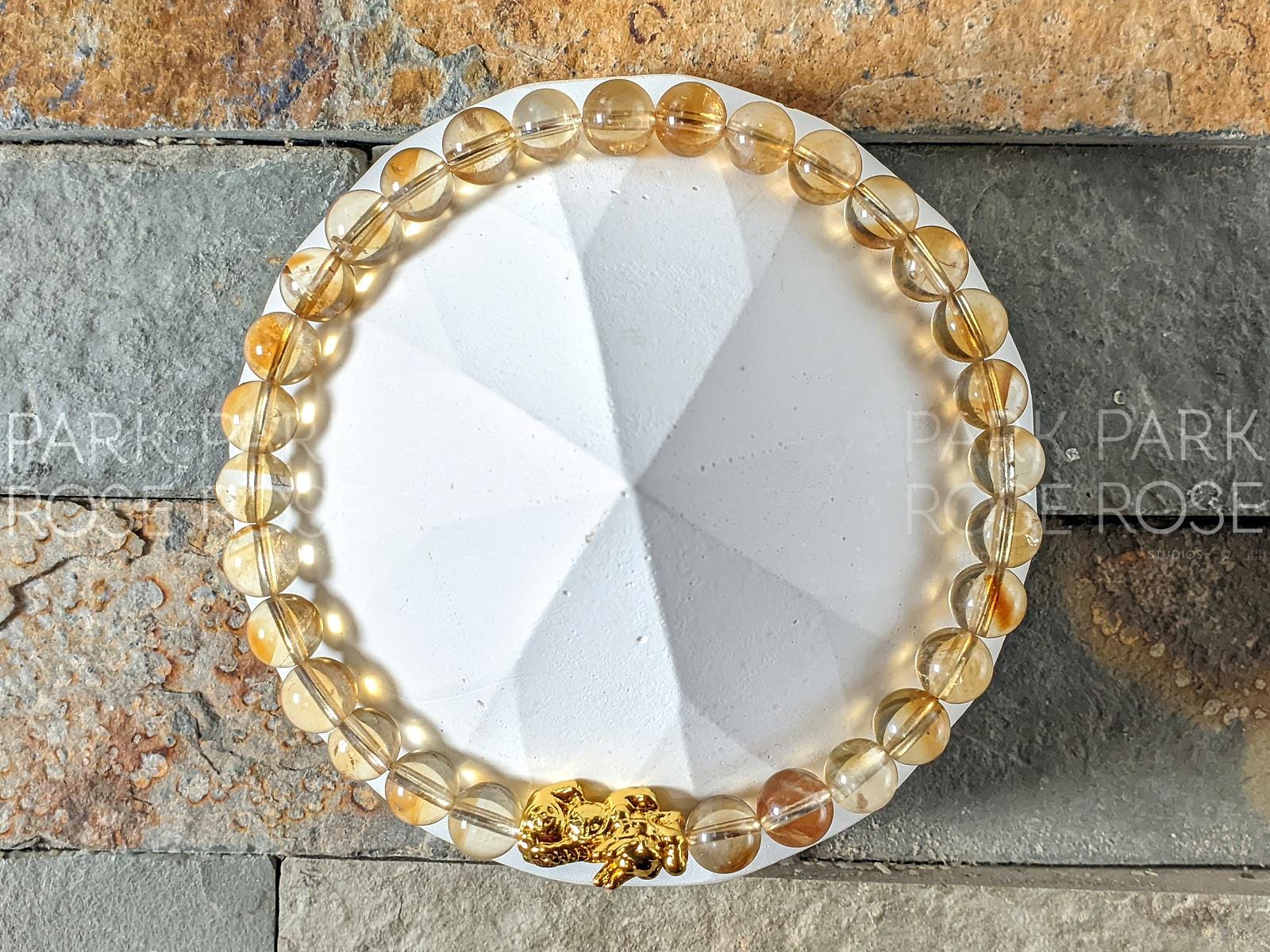 AAA Unheated Brazil Citrine 24K Gold Plated Pixiu Bracelet
