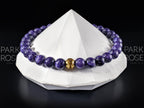 AAA Charoite Bracelet with 24K Gold Cat Eye Bead (6/8/10mm)