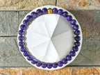 AAA Charoite Bracelet with 24K Gold Cat Eye Bead (6/8/10mm)