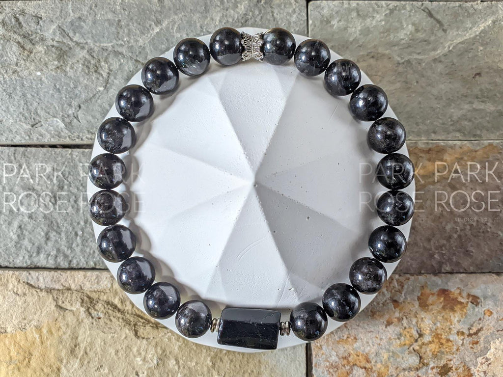 Arfvedsonite & Black Tourmaline Gemstone Bracelet (8mm)