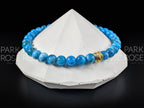 AAAAA Lake Blue Apatite Gemstone Bracelet with 18K Gold Spacer (6mm)