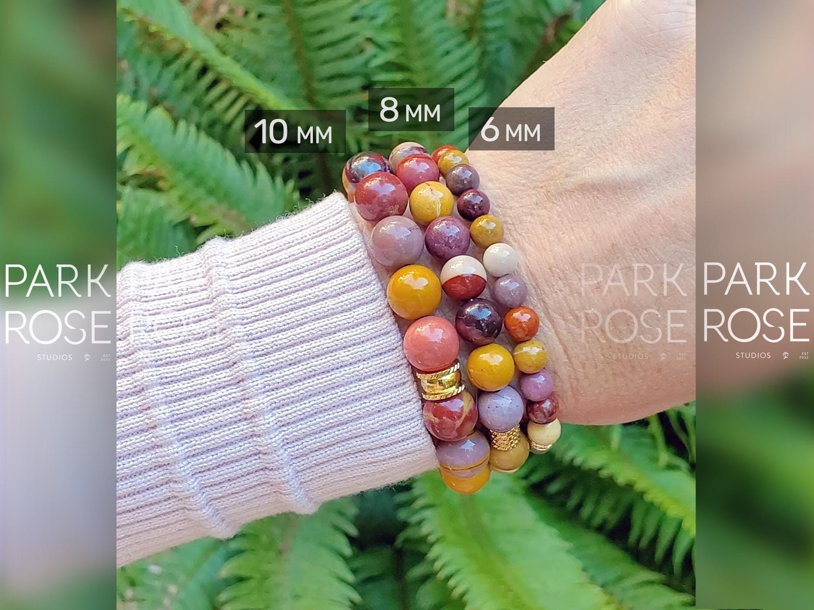 Mookaite Jasper Bracelet: Fall Colors Gemstone with Gold Accents