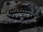 Black Tourmaline Stainless Steel Skull Bracelet