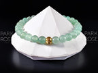 Green Aventurine Bracelet with 24K Solid Gold Cat Eye Bead