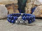 Gibeon Meteorite Bracelet: 7A Lapis Lazuli, Heishi Hematite (8mm)