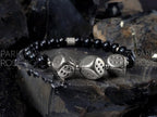 Black Tourmaline High Roller Stainless Steel Dice Bracelet