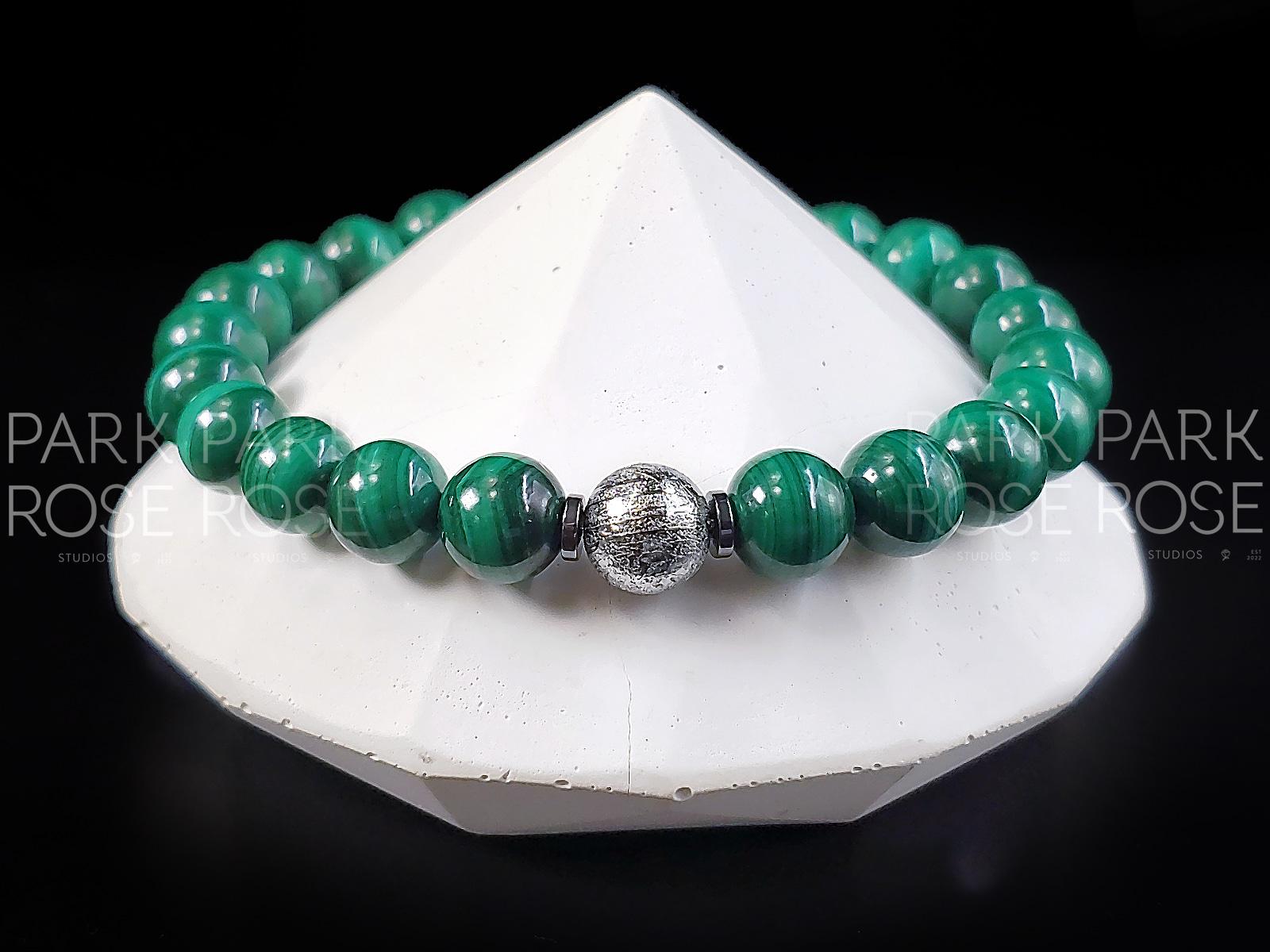 Congo Malachite Gibeon Meteorite Bracelet (8mm)