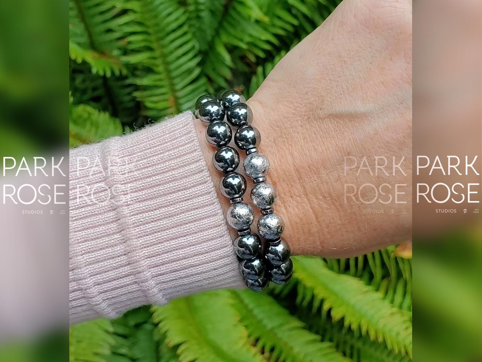 Gibeon Meteorite + Black Hematite Bracelet (8mm)