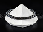 Arfvedsonite Beaded Bracelet with Black Zirconia Bar (6mm)