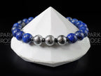 Gibeon Meteorite Bracelet: 7A Lapis Lazuli, Heishi Hematite (8mm)