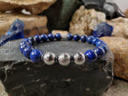 Gibeon Meteorite Bracelet: 7A Lapis Lazuli, Heishi Hematite (8mm)