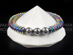 Gibeon Meteorite Bracelet: Hematite Heishi Rondelle, Iron Nickel (8mm)