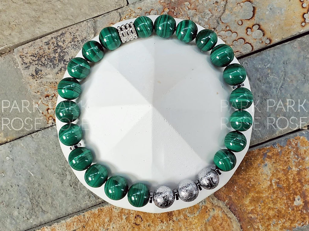 Congo Malachite Gibeon Meteorite Bracelet (8mm)
