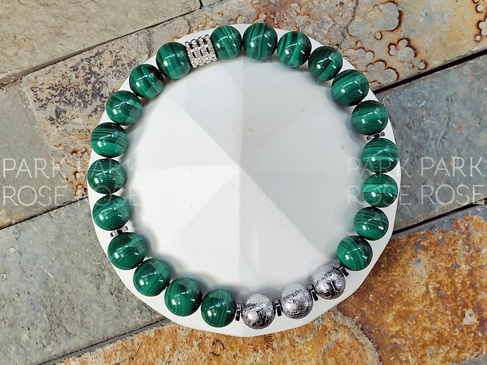 Congo Malachite Gibeon Meteorite Bracelet (8mm)